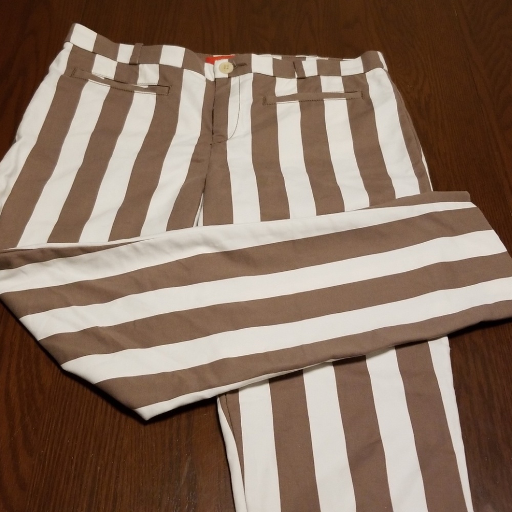 Anthro Cartonnier brown white striped pant G218:4: